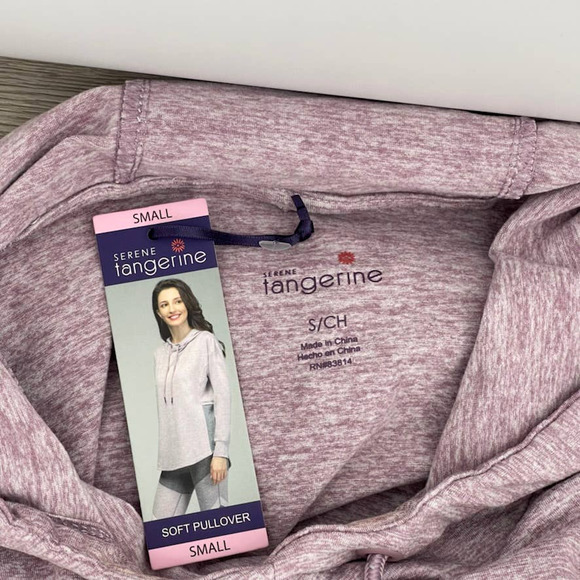 NWT - TANGERINE Soft Pullover Hoodie Colorblock Sweatshirt Purple Gray - Small - Picture 2 of 9